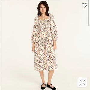 J.Crew smocked puff-sleeve dress in vintage floral